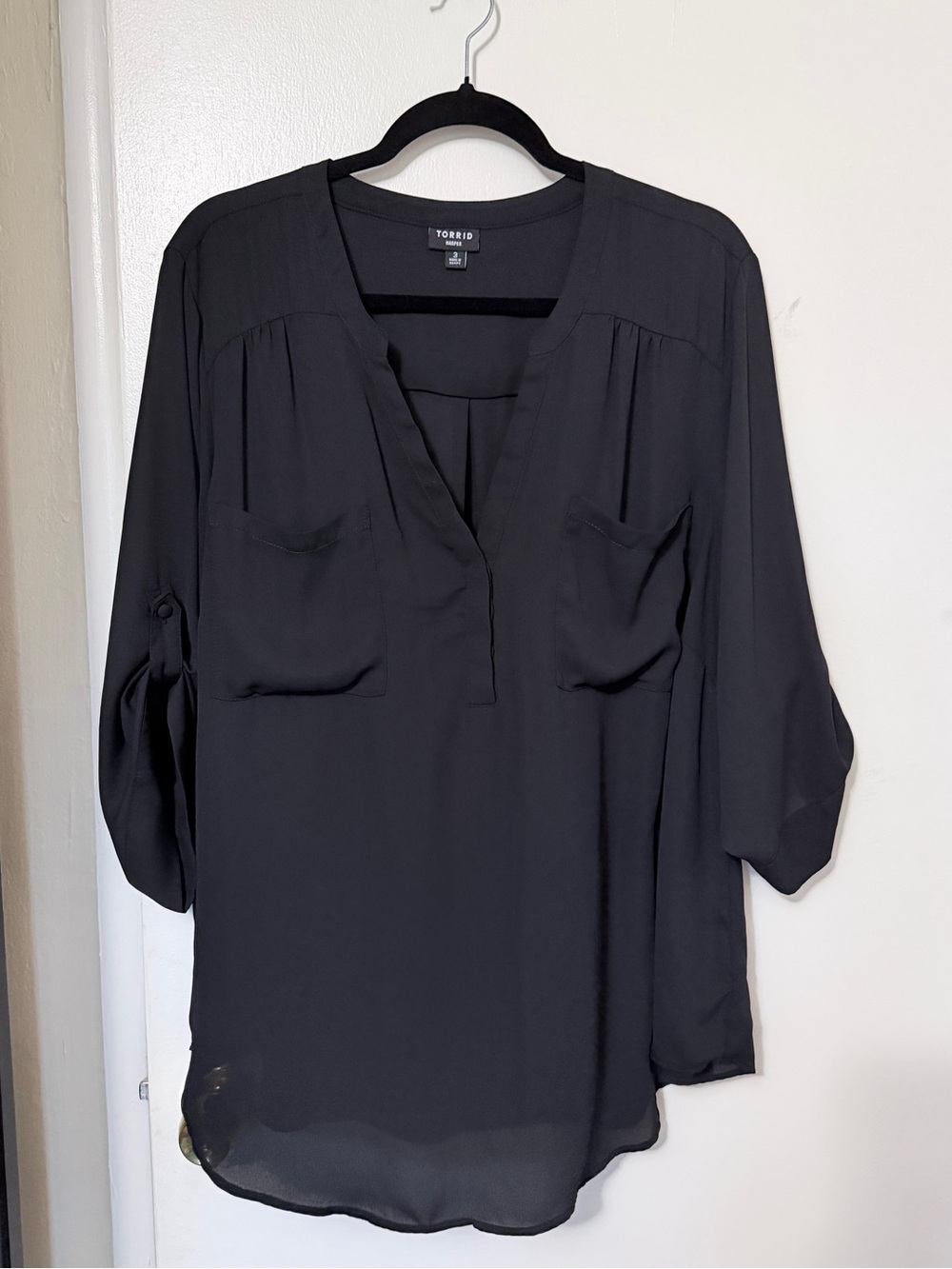 torrid Black V-Neck Pocket Blouse